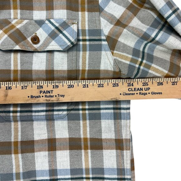 Men's Patagonia 100% Organic Cotton Flannel Button Up Brown/White/Blue Size XL - Picture 12 of 15